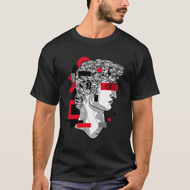 T-shirt Statue David Vaporwave Rétro (Devant)