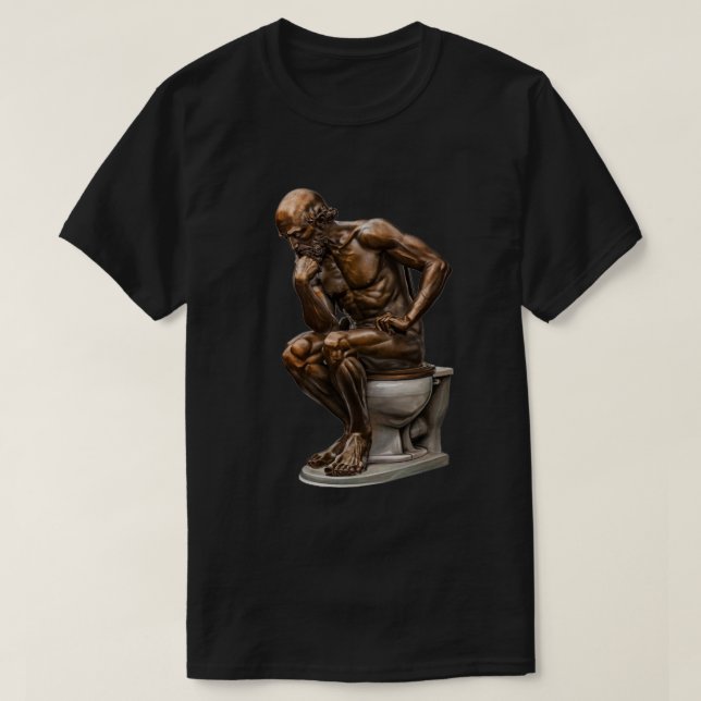 T-shirt Statue de bronze "Le penseur" Humour (Design devant)