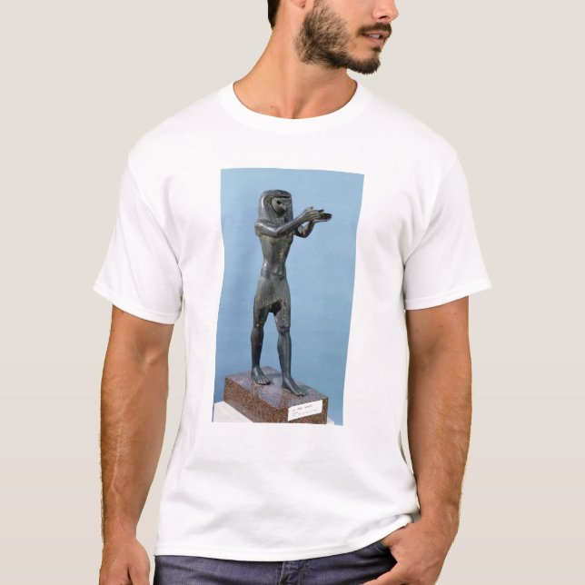 T-shirt Statue de Dieu Horus faisant une boisson (Devant)