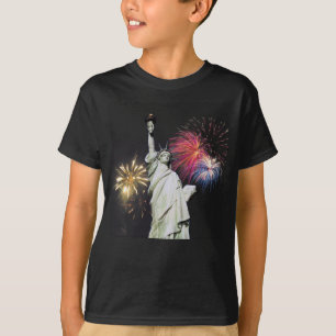 T-shirt Statue de la liberté - arrière - plan de feux
