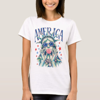 T-shirt Statue de la Liberté au coup de pinceau preppy sou
