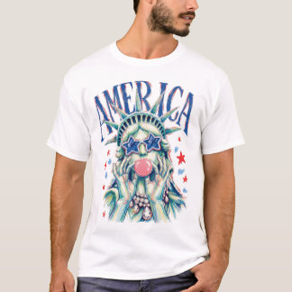 T-shirt Statue de la Liberté au coup de pinceau preppy sou