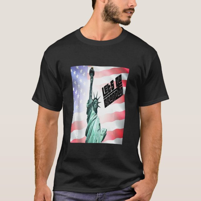 T-shirt Statue De La Liberté Avec Drapeau Américain (Devant)