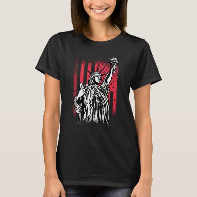T-shirt Statue de la Liberté avec le drapeau américain (Devant)