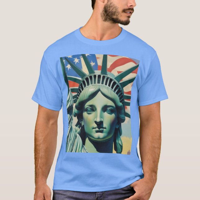T-shirt Statue de la Liberté et Drapeau américain New York (Devant)