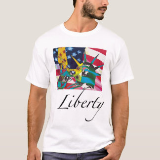 T-shirt Statue de la liberté et du drapeau Posterized