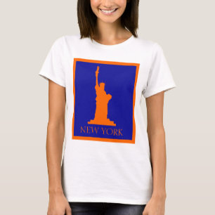 T-shirt Statue de la Liberté et New York en orange et bleu