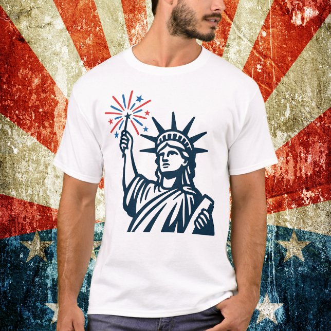 T-shirt Statue de la Liberté Feu d'artifice Patriotique (Créateur téléchargé)