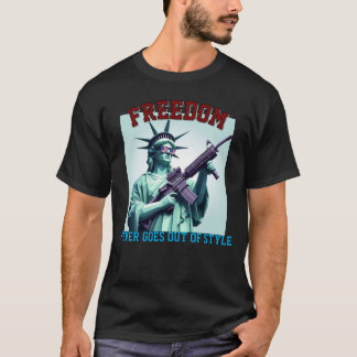 T-shirt Statue de la Liberté Lunettes de soleil patriotiqu