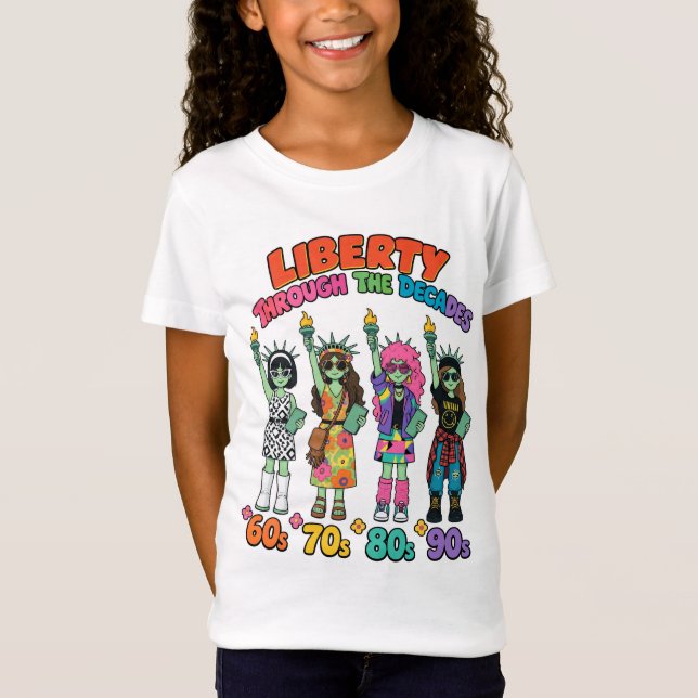 T-Shirt Statue de la Liberté Mode Rétro à Travers 4 Décenn (Devant)