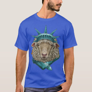 T-shirt Statue De La Liberté Mouton 4 juillet Fermier USA