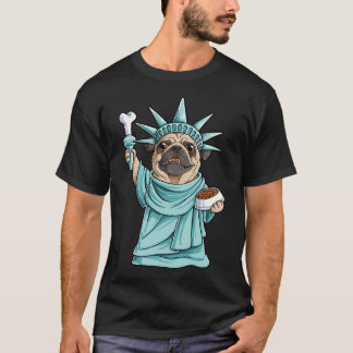T-shirt Statue de la Liberté Pug pour hommes femmes garçon
