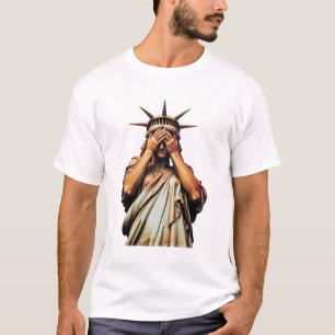 T-shirt Statue de la Liberté recouvrant son visage de hont