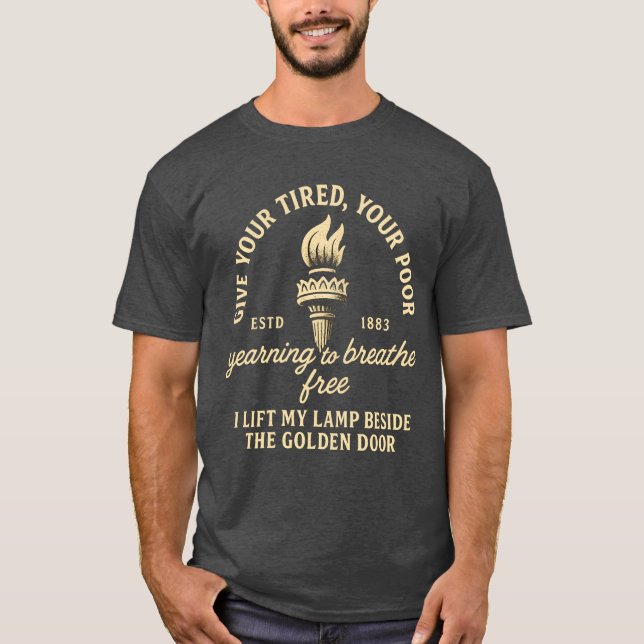 T-shirt Statue de la Liberté Torche avec Emma Lazarus Cita (Devant)