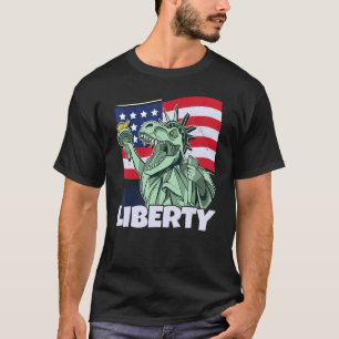T-shirt Statue De La Liberté Usa America Drapeau Et Joyeux