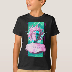 T-shirt Statue de la Medusa Vaporwave avec crâne Art esthé