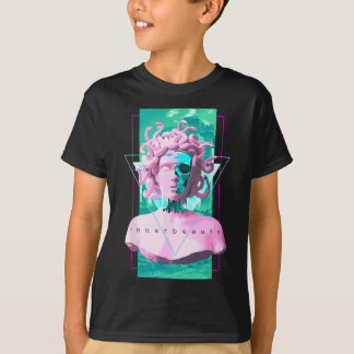 T-shirt Statue de la Medusa Vaporwave avec crâne Art esthé