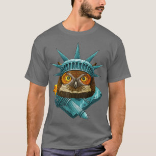T-shirt Statue De Liberty Owl 4 juillet Night Bird USA A