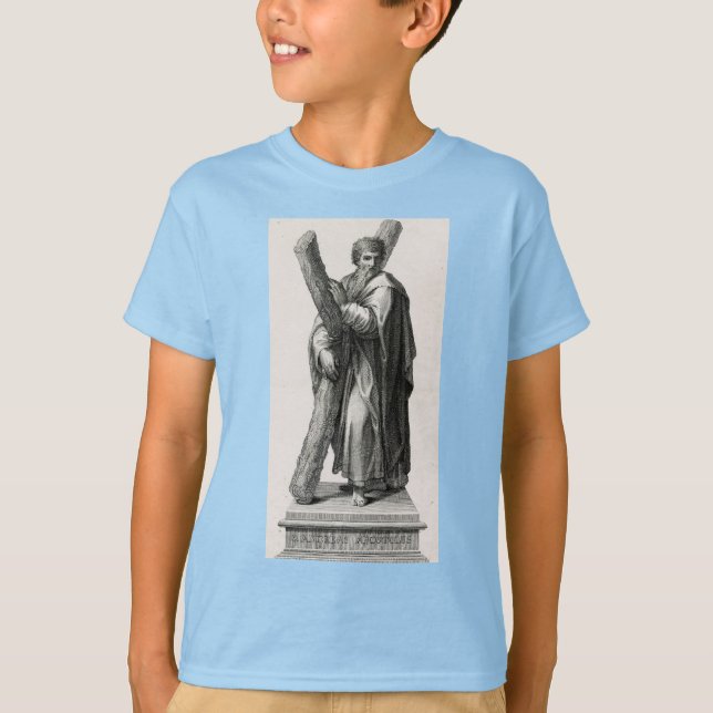 T-shirt Statue de Saint André Apôtre avec croix (Devant)