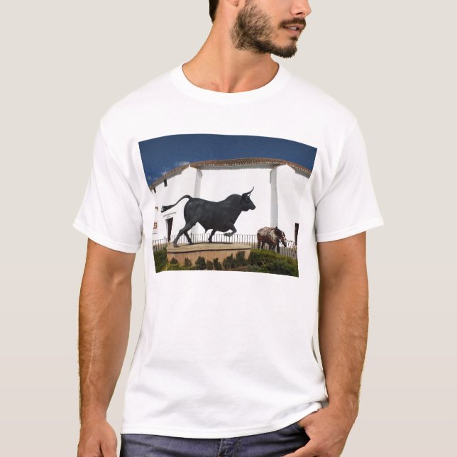 T-shirt Statue de taureau et cheval espagnol (Devant)