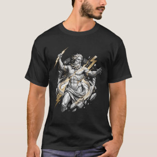 T-shirt Statue de Zeus dieu grec se brisant avec la foudre