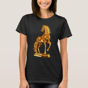 T-shirt Statue dorée de sculpture de cheval 1