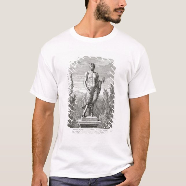 T-shirt Statue d'un satyre tenant un groupe de raisins, (Devant)