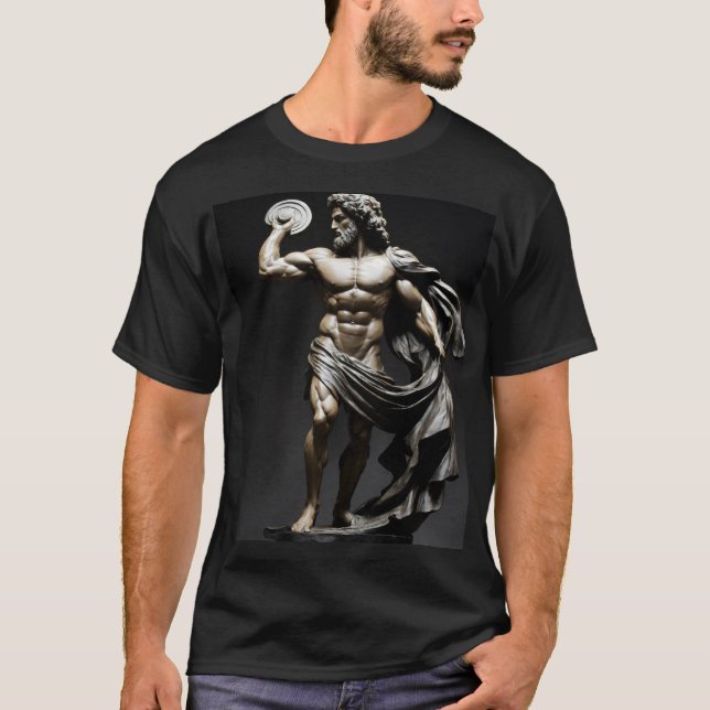 T-shirt Statue d'une statue de dieu grec musclé (Devant)
