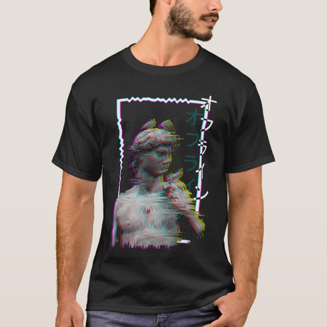 T-shirt Statue grecque ancienne vaporwave synthwave glitch (Devant)