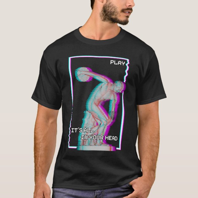 T-shirt Statue grecque antique Discus Lancer Vaporwave Gli (Devant)