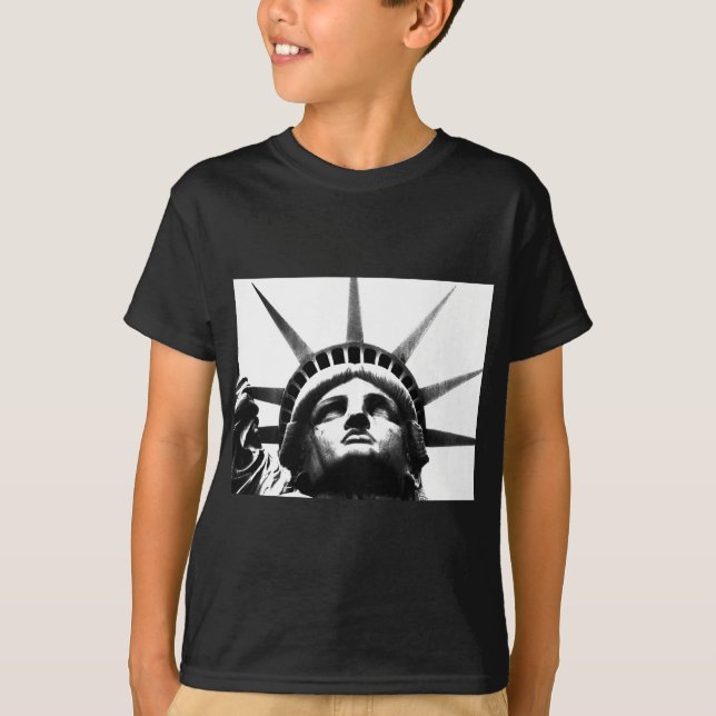 T-shirt Statue noire et blanche de la Liberté (Devant)