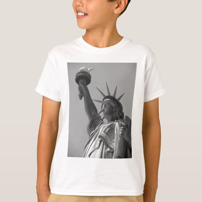 T-shirt Statue noire et blanche de Liberty New York (Devant)