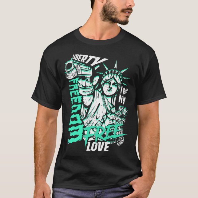 T-shirt Statue Of Liberty Freedom Money USA Graffiti (Devant)