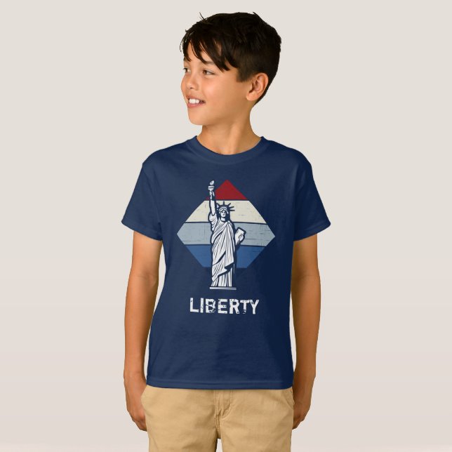 T-shirt Statue patriotique de la Liberté Retro désorganisé (Devant entier)