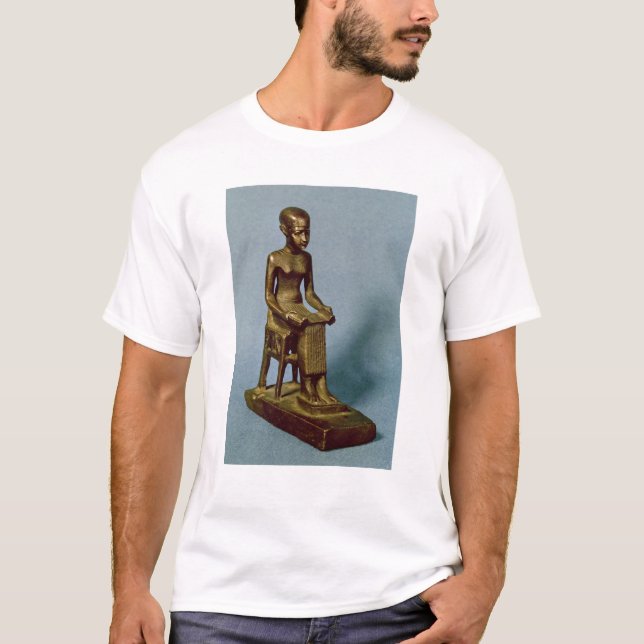 T-shirt Statue posée d'Imhotep tenant un ouvert (Devant)