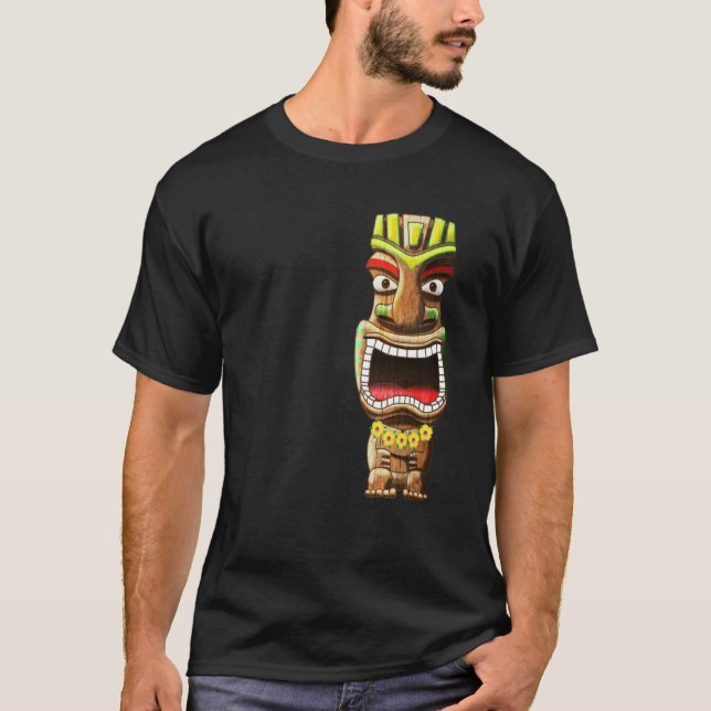 T-shirt Statue Tiki Polynésien Hawaïen (Devant)
