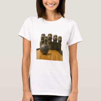 T-shirt Statues de Moai Terrifiées sur une piste de bowlin
