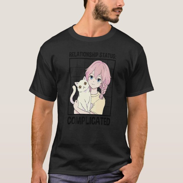 T-shirt Statut de relation Complicated Cat  Propriétaire d (Devant)
