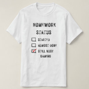T-shirt statut devoirs drôle encore occupé jeu texte noir