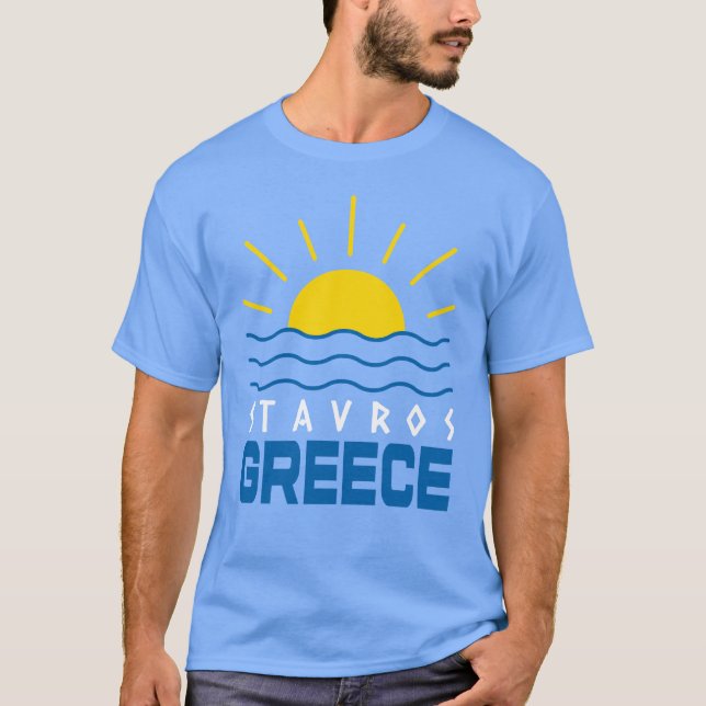 T-shirt Stavros Grèce soleil et bleu marine (Devant)