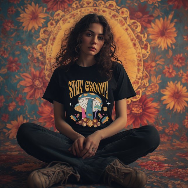 T-shirt Stay Groovy Retro Mushroom Aesthetic | 70s retro (Créateur téléchargé)