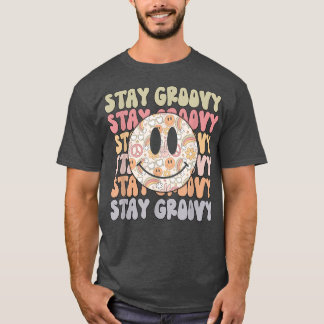 T-shirt Stay GroovyRetro Happy Face Piece Hippie Boho Rain