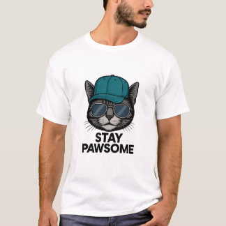 T-shirt Stay Pawsome – Cat Edition