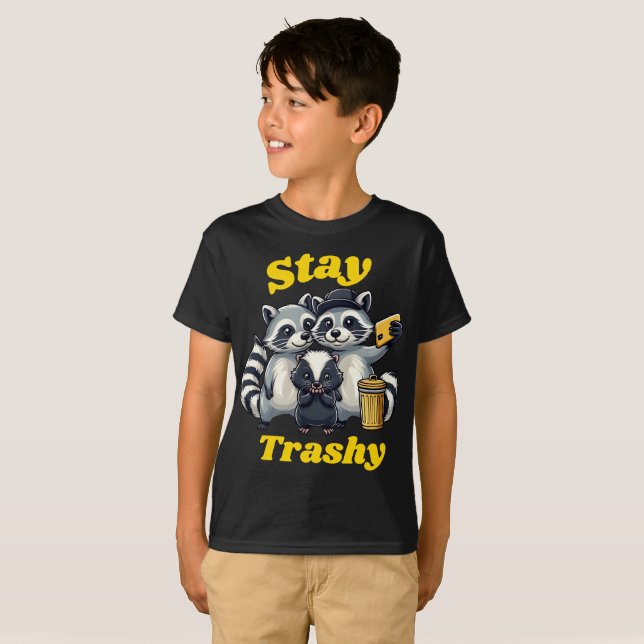 T-shirt Stay Trashy Funny Raccoon, Opossum, Skunk funny (Devant entier)