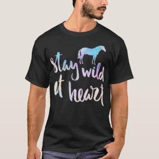 T-shirt Stay Wild At Heart Watercolor Horse Lover Equestri