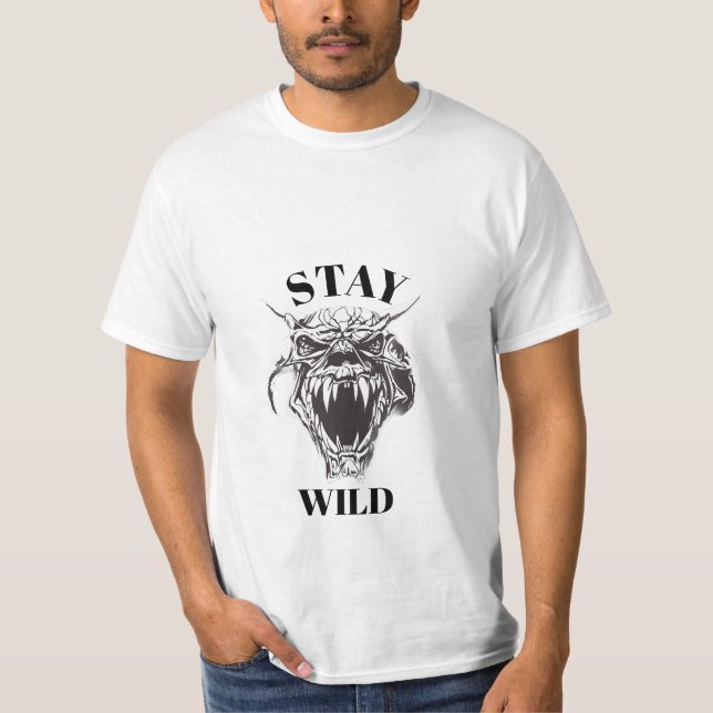 T-Shirt Stay Wild Crâne de Démon (Devant)