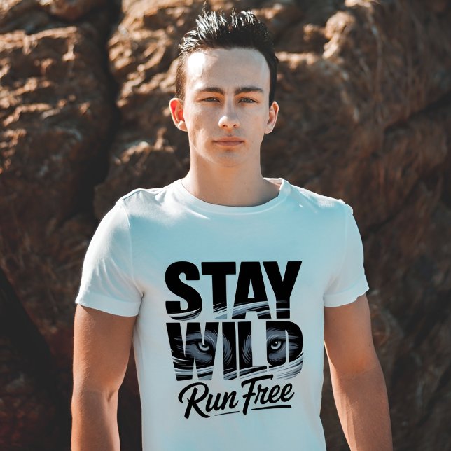 T-shirt Stay Wild Run Free Wolf Eyes Wilderness Adventure (Créateur téléchargé)