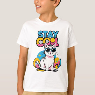 T-shirt StayCoolCatTshirtDesign-CoolCatTeeGraphicforCasual