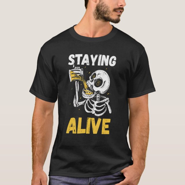 T-shirt Staying Alive Halloween Costume Beer ALl Saint's E (Devant)