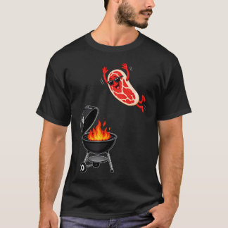 T-shirt Steak Drôle Saute Dans La Fête Au Barbecue Griller